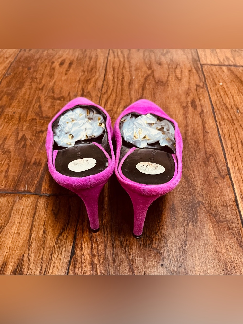 Rebecca Minkoff vamp cut fuchsia pink suede mules - Picture 3 of 7